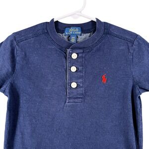 Polo Ralph Lauren Henley Shirt Boys 3T Navy Blue Red Pony Logo Casual School